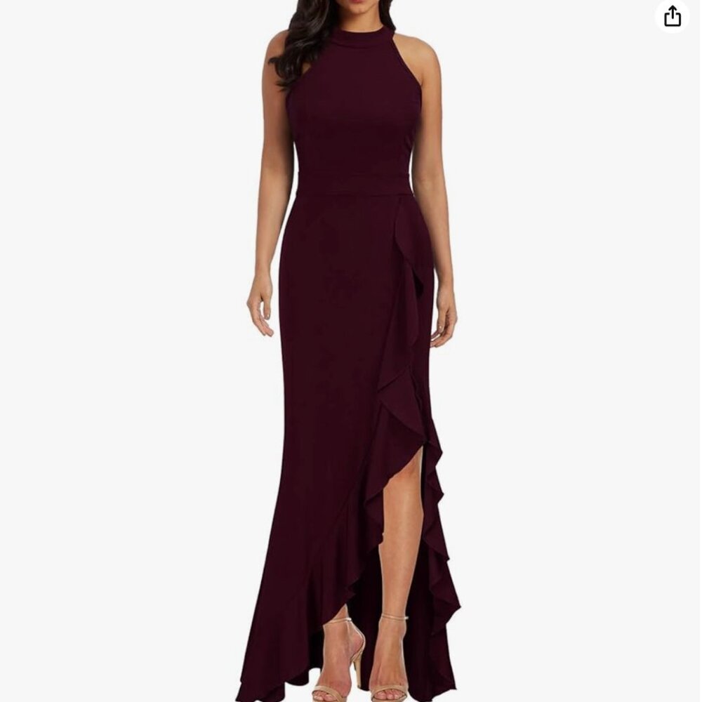 Woosea Women's High Neck Split Bodycon Mermaid Evening Cocktail Long Dress (NWT)